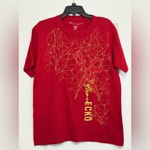 Marc Ecko Cut & Sew Shirt Mens Large Red Geometric Scissors Skull Graphic